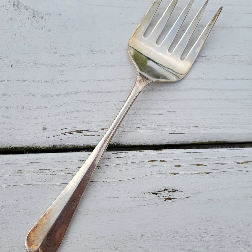 Vintage Sheffield England EPNS A1 Silverplated Large Serving Fork 5-tine Unique!